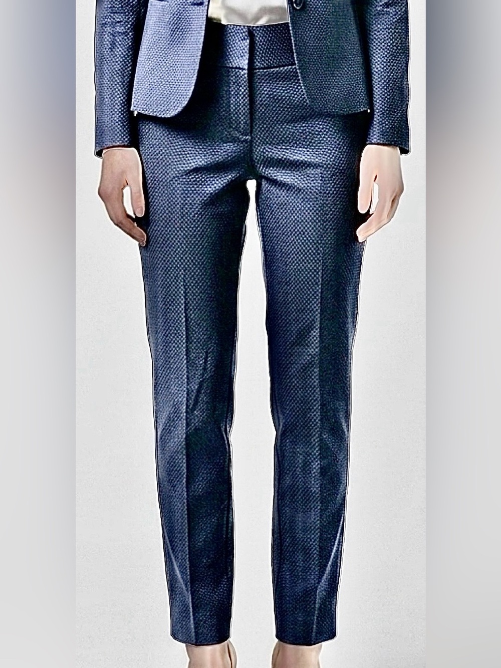 Soho Apparel Women’s Navy Textured Slim Dress Trousers